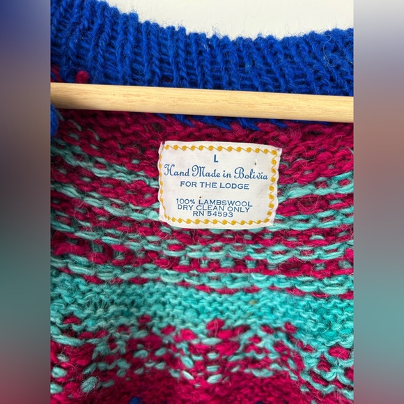 Vintage Hand Knit Fair Isle Cardigan Sweater - Picture 7 of 7